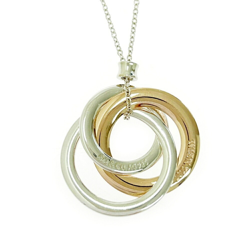 TIFFANY Co Silver Interlocking Circle Necklace bag - image 1